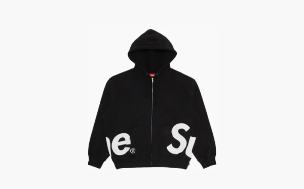 Supreme Big Logo Zip Up Hooded Sweatshirt Black 