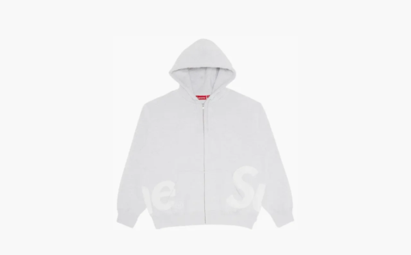 Supreme Big Logo Zip Up Hooded Sweatshirt Ash Grey 