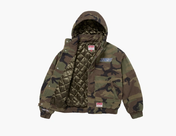 Supreme x Mitchell & Ness Twill Stadium Jacket Woodland Camo 