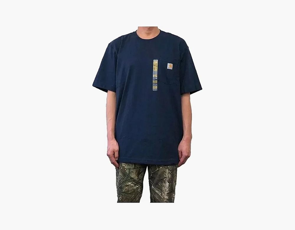 Carhartt K87 Heavyweight Striped Pocket T-Shirt Navy