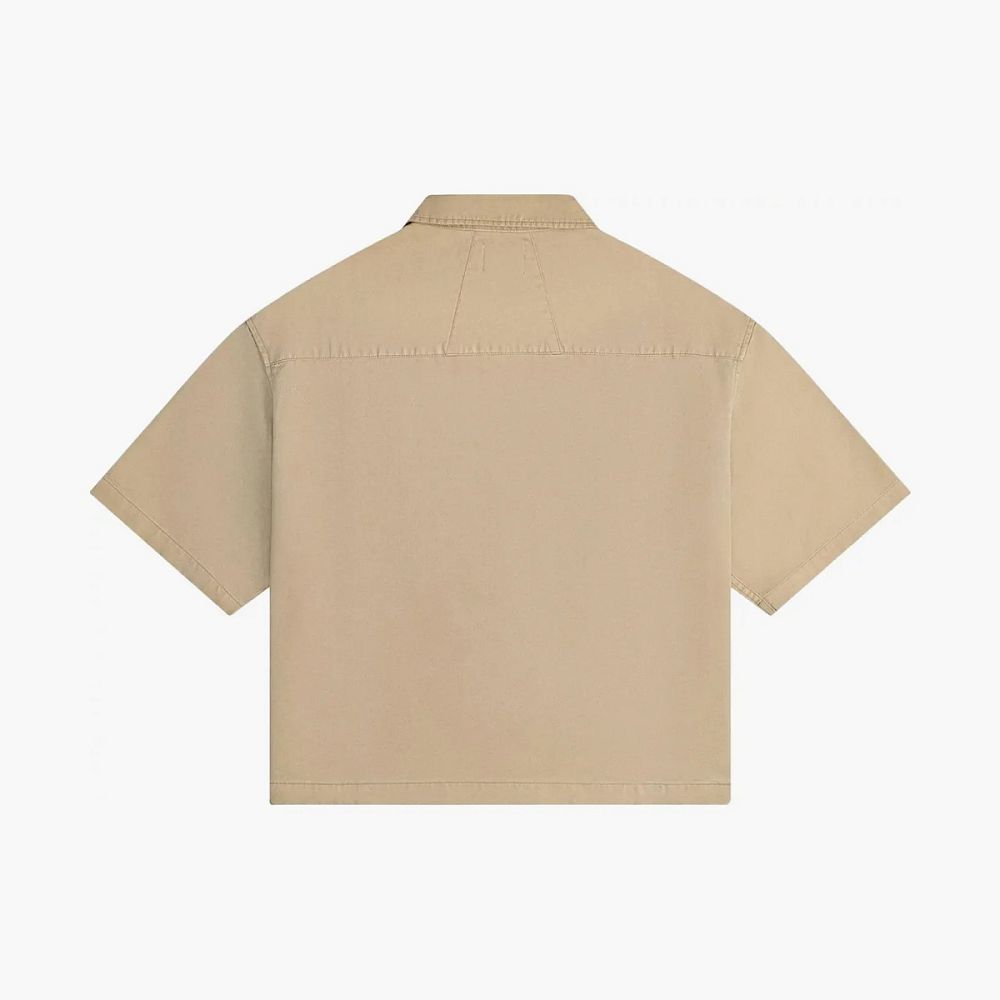 RHUDE Boxy Half Zip Spray Short-sleeve Shirt Khaki