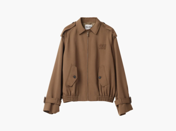Miu Miu Gabardine Blouson Jacket Cork Beige 