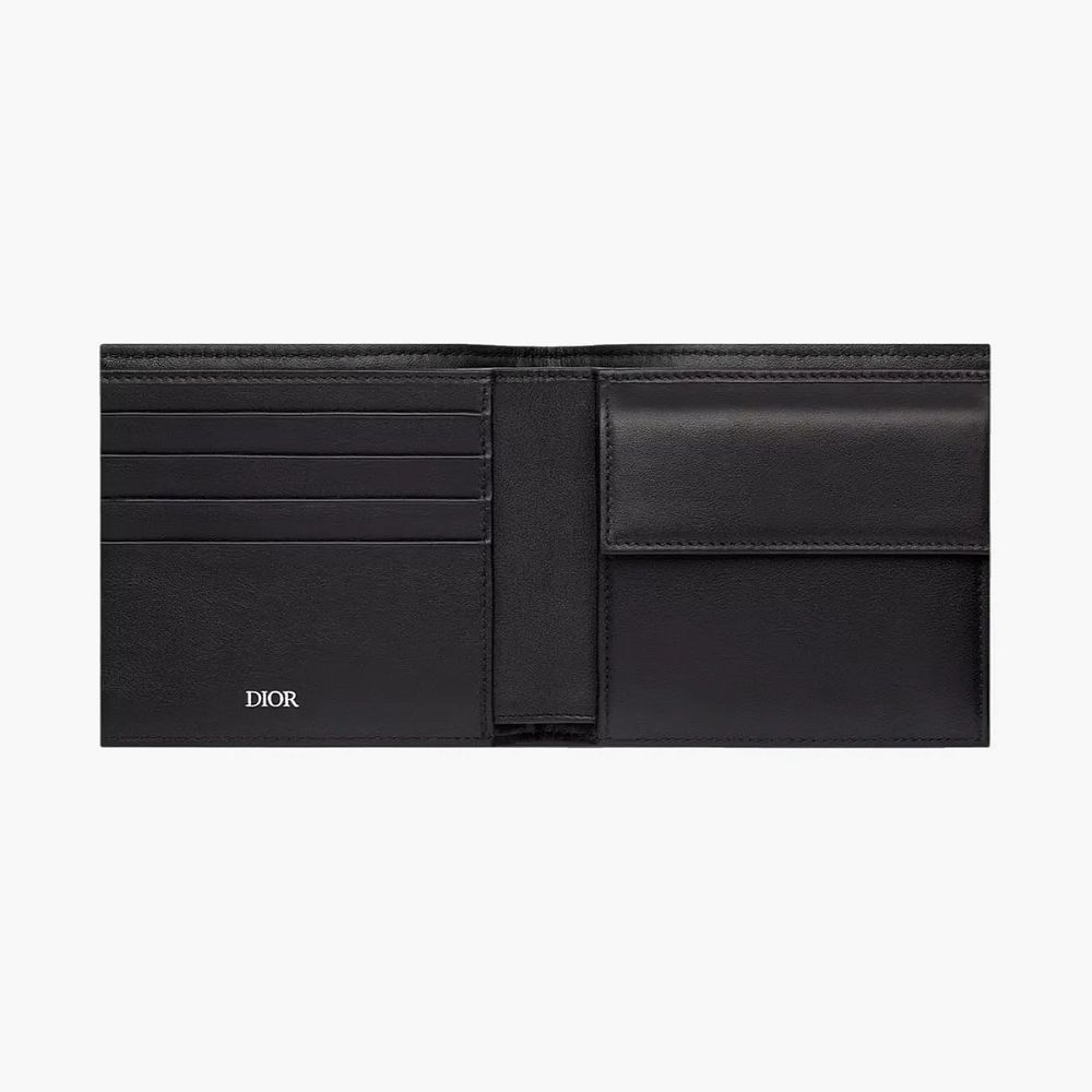 Dior Compact Wallet Dior Oblique Jacquard Beige and Black