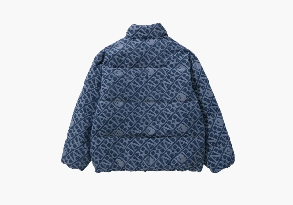 A Bathing Ape Denim Monogram Puffer Down Jacket Blue 