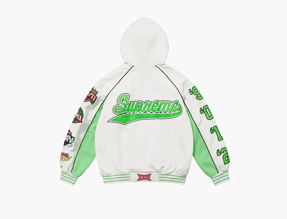 Supreme Playoffs Zip Up Hooded Sweatshirt White