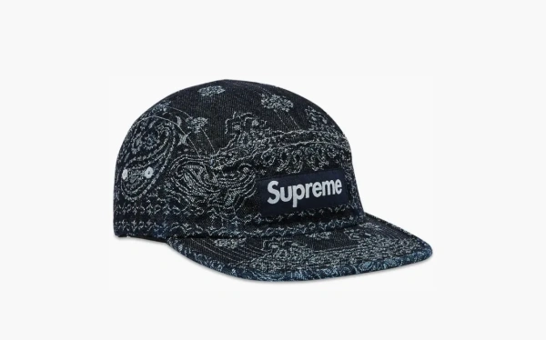 Supreme Bandana Jacquard Denim Camp Cap Indigo 