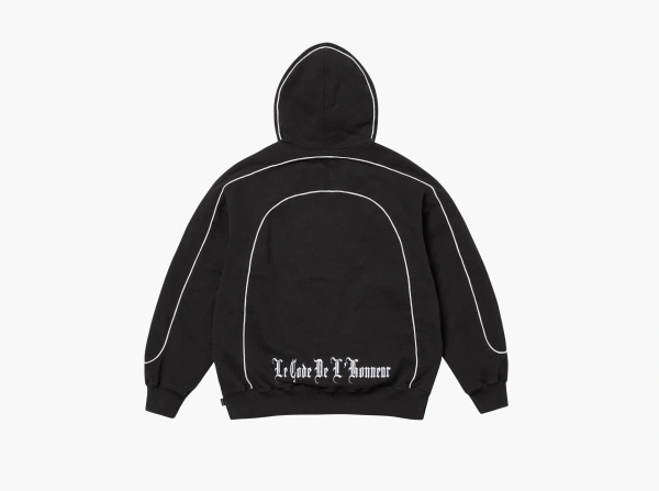 Supreme Curve Piping Hooded Sweatshirt Black 
