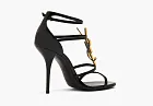 Saint Laurent Cassandra Sandals In Patent Leather Noir