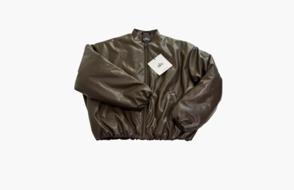 Alo Yoga Faux Leather Premier Bomber Espresso 