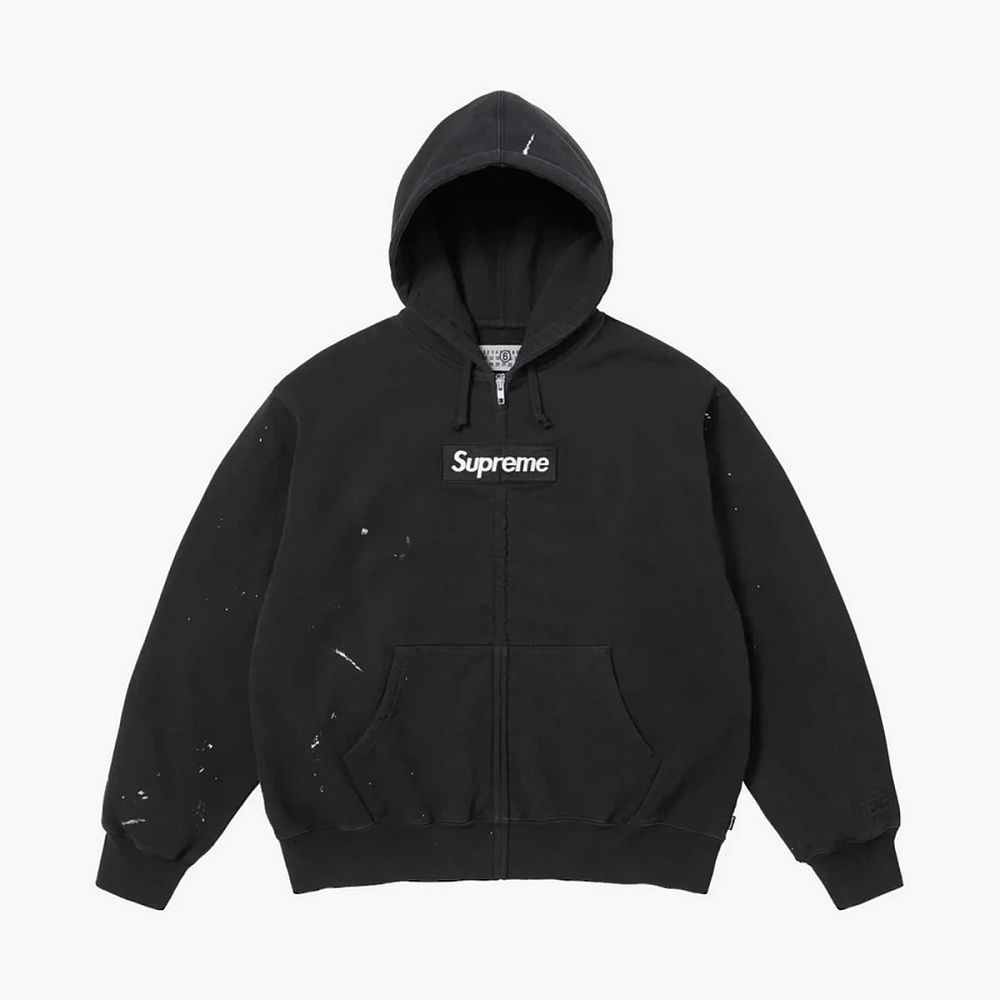 Supreme x MM6 Maison Margiela Box Zip Up Hooded Sweatshirt Black