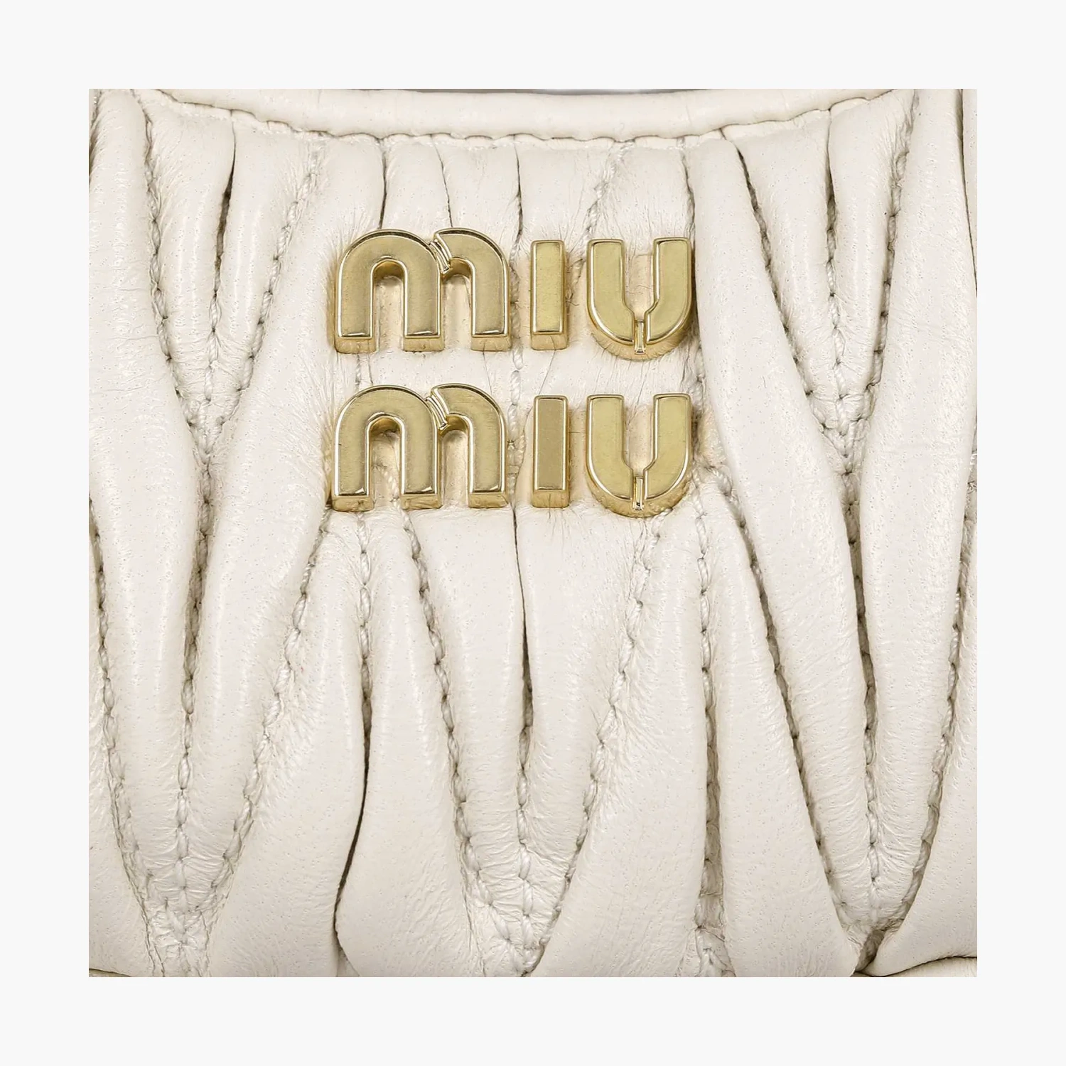 Miu Miu Wander matelassé nappa leather micro hobo bag "White" 