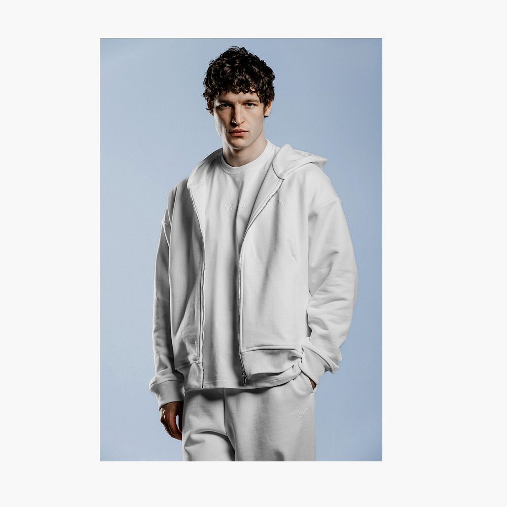 WYSION ZIP HOODIE BONE WHITE