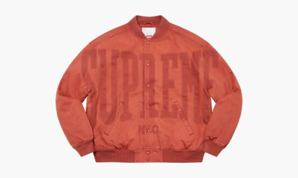 Supreme Washed Knockout Denim Varsity Jacket Rust 