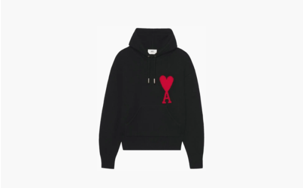 Ami ADC Knitted Hoodie Black/Red  Ami ADC Knitted Hoodie Black/Red
