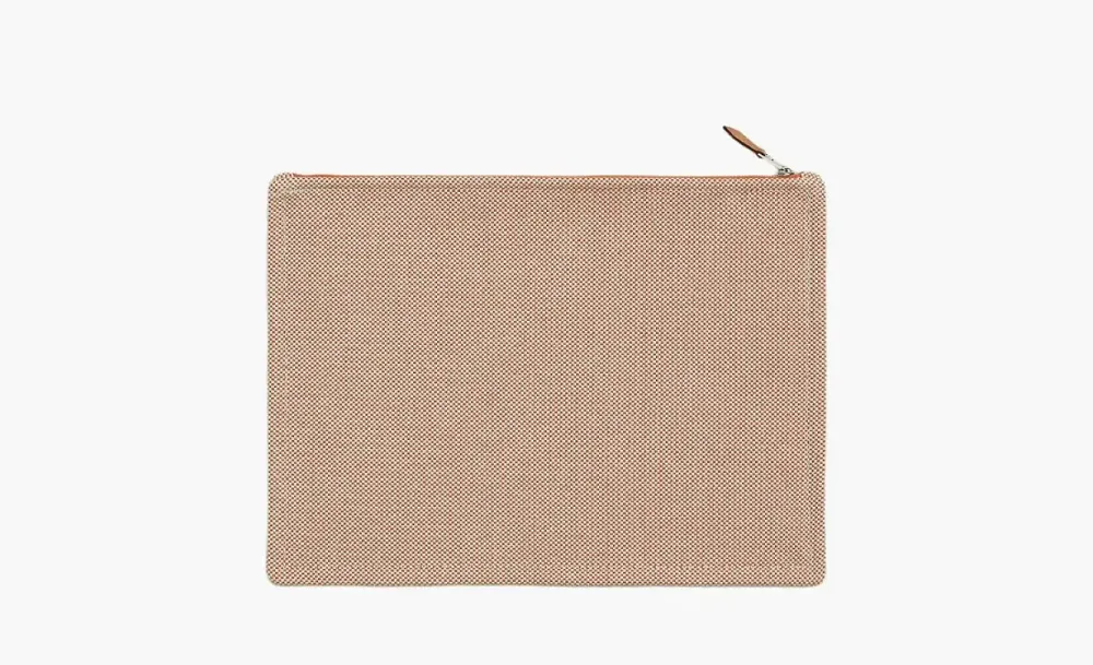 Hermes Cotton Storage Bags Clutches Large Size Orange & Gray Umber