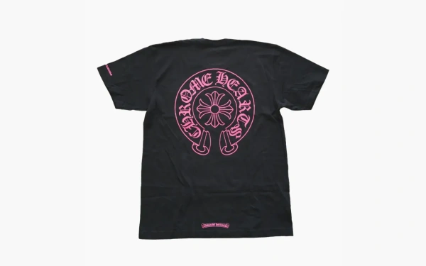 Chrome Hearts Pink Horseshoe Pocket Short Sleeve T-Shirt Black 
