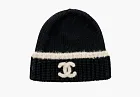 Chanel Beanie Hat Wool Black / White