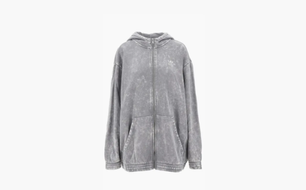 Adidas originals Washed-out cotton oversized full-zip hoodie Gray 