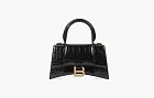 Balenciaga Hourglass Crocodile Embossed Xs Handbag Black
