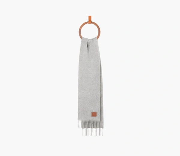 Loewe Scarf In Mohair And Wool Light Grey 