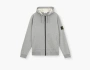 Stone Island Organic Cotton Fleece Hooded Sweatshirt with Drawstring Hood and Zip Dust Grey Melange 