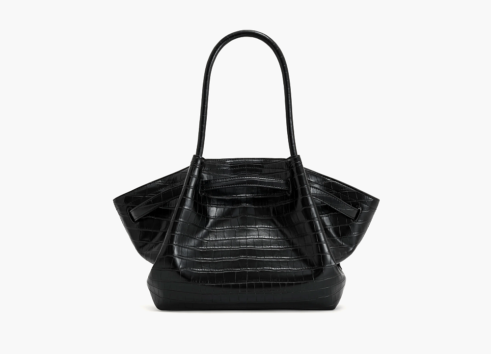 JW PEI Hana Medium Tote Bag Black Croc