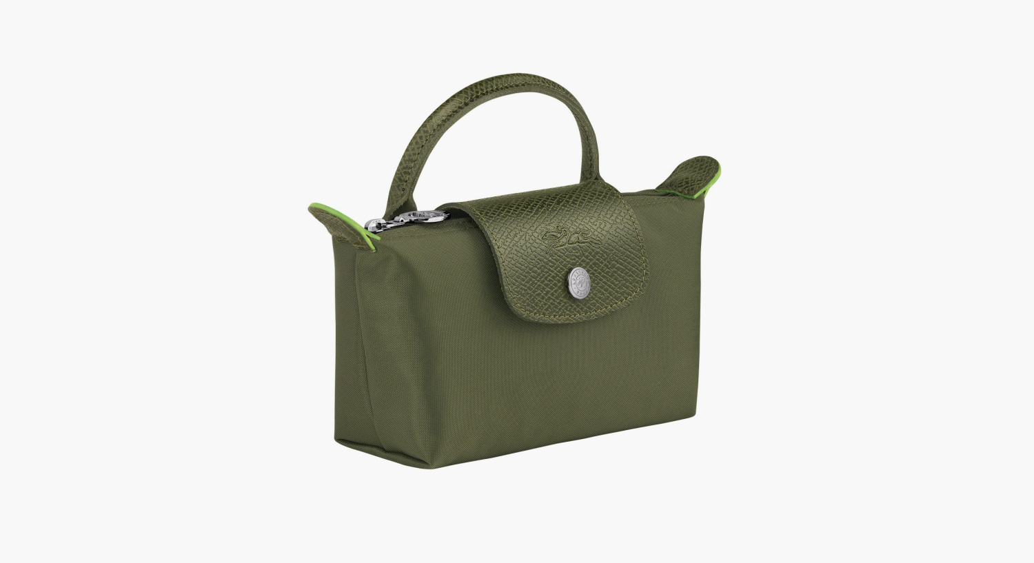 Longchamp Le Pliage Green Handle Pouch "Forest" 
