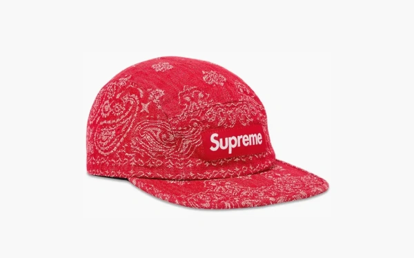Supreme Bandana Jacquard Denim Camp Cap Red 