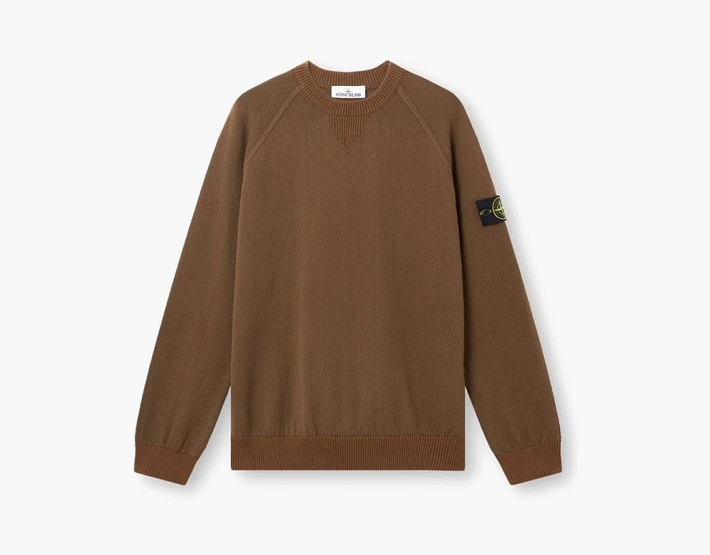 Stone Island Raw Hand Organic Cotton Crewneck Jumper Umber