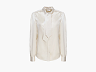 Saint Laurent Lavalliere Collar Blouse White
