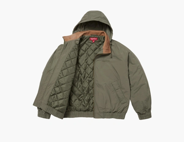 Supreme Leather Collar Utility Jacket Olive  Supreme Leather Collar Utility Jacket Olive