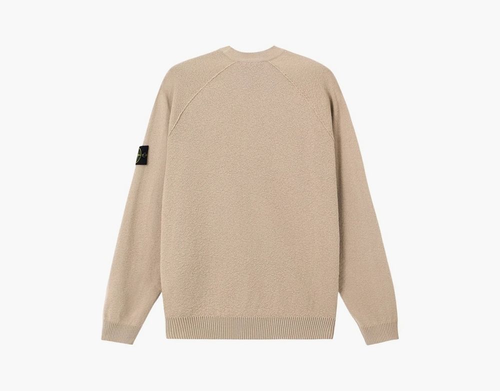 Stone Island Light Raw Hand Organic Cotton Crewneck Jumper Desert