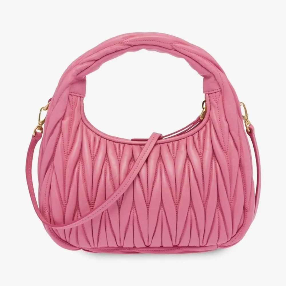 Miu Miu Wander Matelasse Nappa Leather Hobo Bag Pink