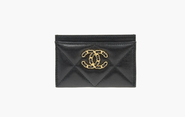 Chanel СС Logo Calfskin Leather Cardholder Black 