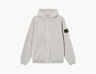 Stone Island Malfile Fleece Old Effect Hooded Sweatshirt Pearl Grey