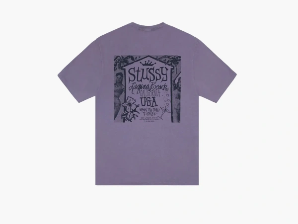 Stussy Beach House Tee Pigment Dyed Grape  Stussy Beach House Tee Pigment Dyed Grape