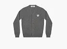 Comme des Garcons PLAY White Heart Knit Cardigan Sweater Dark Grey