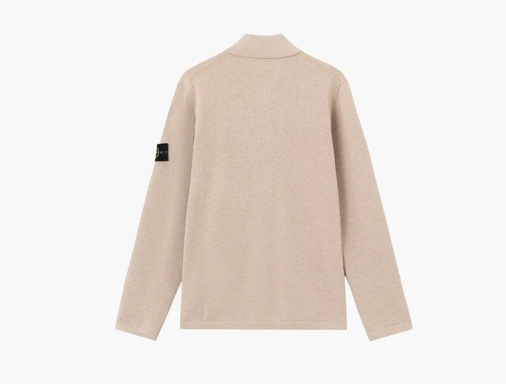 Stone Island Micro Stitch Soft Organic Cotton Long-Sleeve Polo Desert Melange