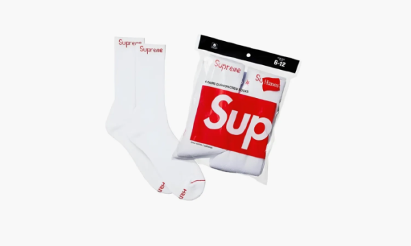 Supreme Hanes Crew Socks White 