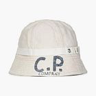 C.P. Company Logo Print Cotton Bucket Hat White