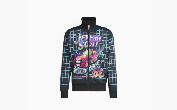 Adidas originals x JEREMY SCOTT Crossover Cartoon Plaid Printing Sports Jacket Black  Adidas originals x JEREMY SCOTT Crossover Cartoon Plaid Printing Sports Jacket Black
