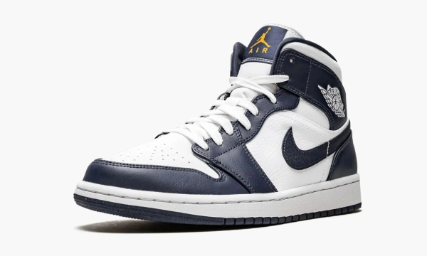 Air Jordan 1 Mid White Metallic Gold Obsidian 
