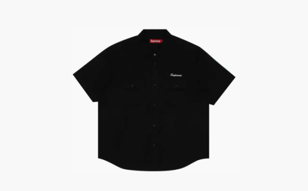 Supreme Rhinestone Pin Up Short-Sleeve Work Shirt Black 