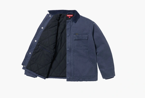 Supreme Old English Canvas Work Jacket Navy  Supreme Old English Canvas Work Jacket Navy