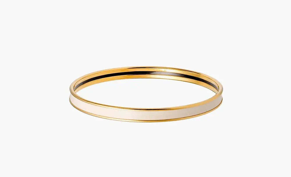 Hermès Enamel Bangles Unisex Cream White/Gold