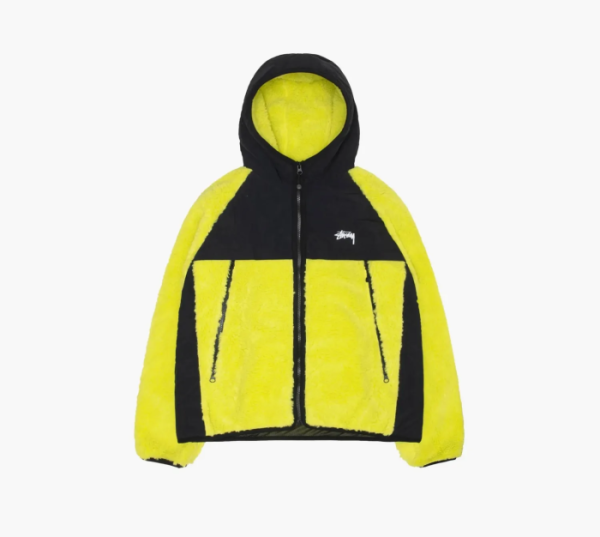 Stussy Sherpa Paneled Hooded Jacket Lime 
