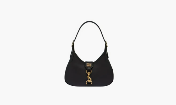 Miu Miu Madras Matelasse Nappa Leather Hobo Bag Black 