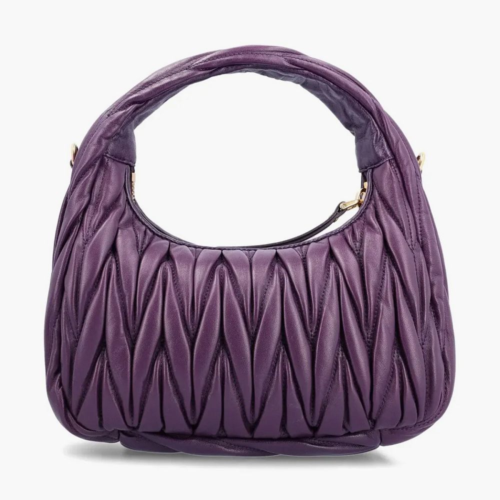 Miu Miu Wander Matelasse Nappa Leather Hobo Bag Violet