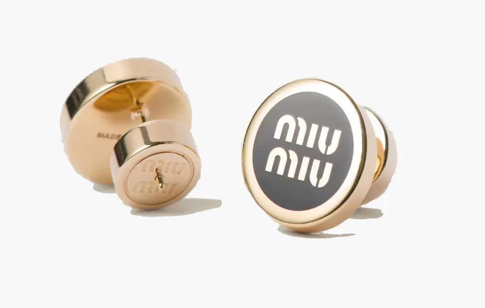 Miu Miu Enameled Metal Earrings Black