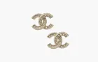 Chanel Crystal CC Gold Stud Earrings Gold